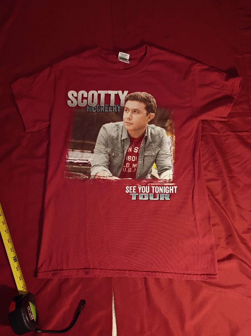 Gildan Red Graphic Tour Tee with Photo Print